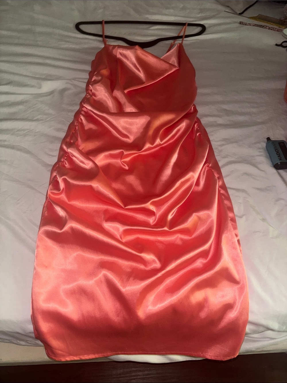 Fashion Nova Coral Satin Slip Dress